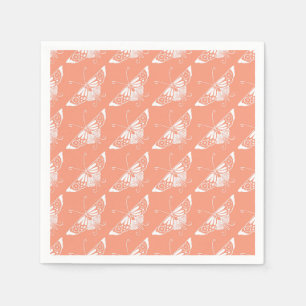 Serviettes En Papier Papillon Deco stylisé - corail orange