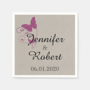 Serviettes En Papier Papillon mauve Mariage Napkin