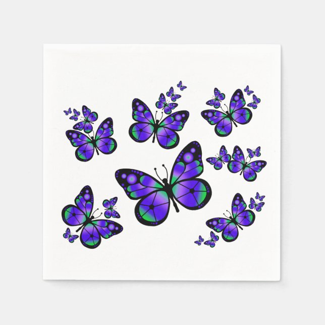 Serviettes En Papier Papillon pourpre (Devant)