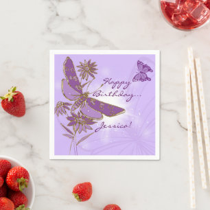 Serviettes En Papier Papillon violet serviettes d'anniversaire