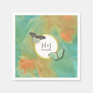 Serviettes En Papier Papillons sur Mariage de couleurs sud-ouest