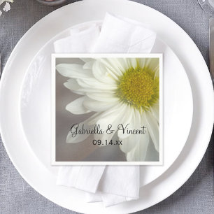 Serviettes En Papier Pâquerette blanche douce sur mariage gris