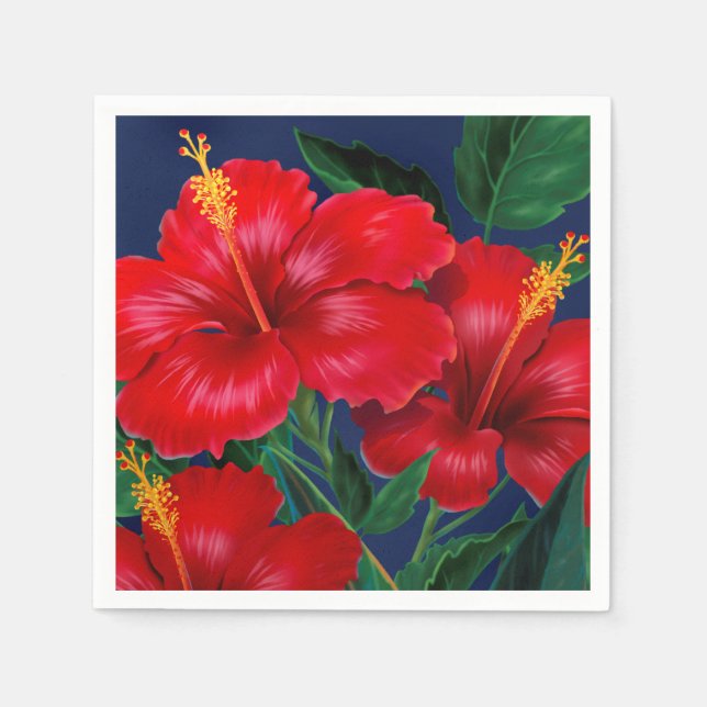 Serviettes En Papier Paradis tropical Hibiscus hawaïen (Devant)