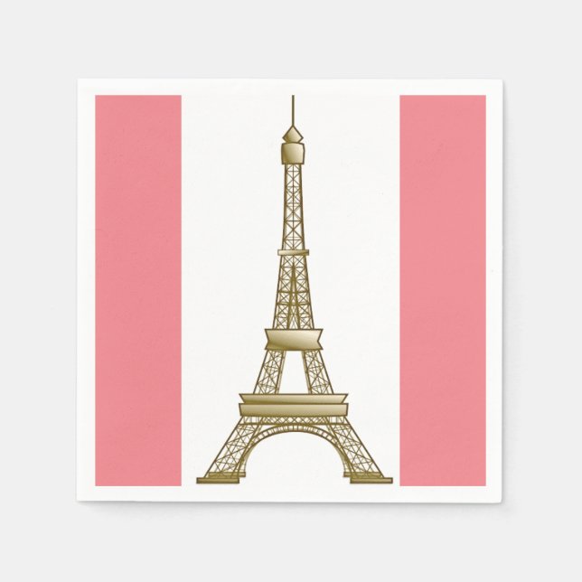 Serviettes En Papier Paris Pink Eiffel Tower Papier (Devant)