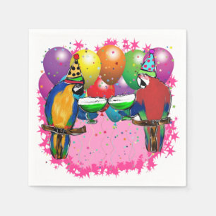 SERVIETTES EN PAPIER PARROTS D'ANNIVERSAIRE