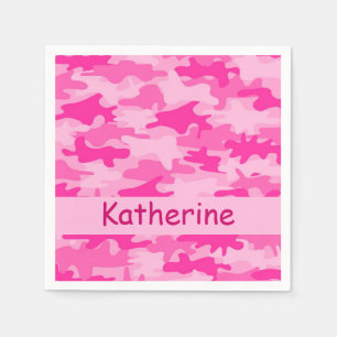 Serviettes En Papier Partie nommée personnalisée par camouflage rose 