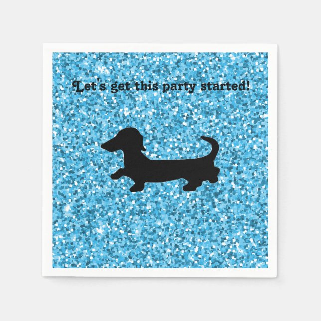 Serviettes En Papier Parties scintillant bleue Dachshund Papier serviet (Devant)