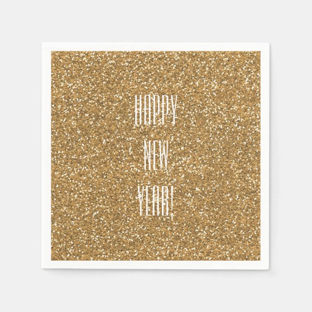 Serviettes En Papier Parties scintillant Gold Faux (Devant)