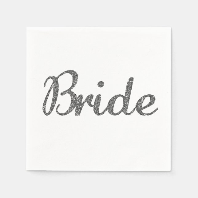 Serviettes En Papier Parties scintillant mariée Silver (Devant)