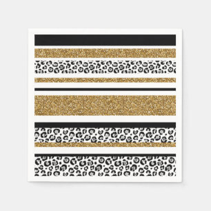 Serviettes En Papier Parties scintillant moderne Leopard Motif Gold Om