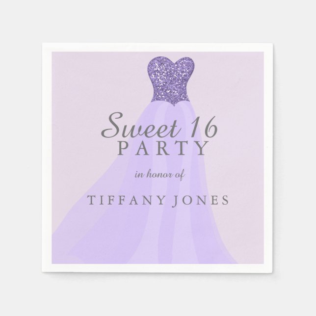 Serviettes En Papier Parties scintillant mousseuse violette Gown Sweet  (Devant)