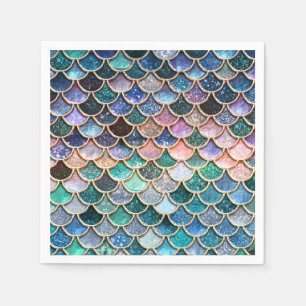 Serviettes En Papier Parties scintillant multicolore de luxe Mermaid