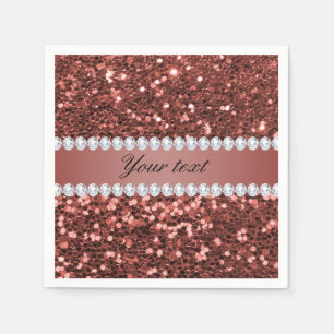Serviettes En Papier Parties scintillantes roses et diamants de Faux