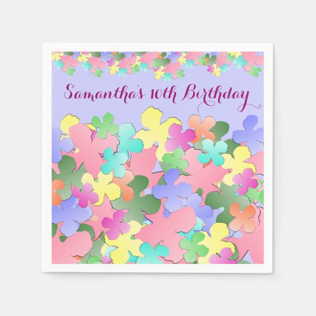 Serviettes En Papier Pastel Flower Collage personnalisé ANNIVERSAIRE (Devant)