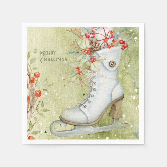 Serviettes En Papier Patinage sur glace de Noël (Devant)