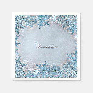 Serviettes En Papier Pays des merveilles d'hiver Flocons de neige bleus