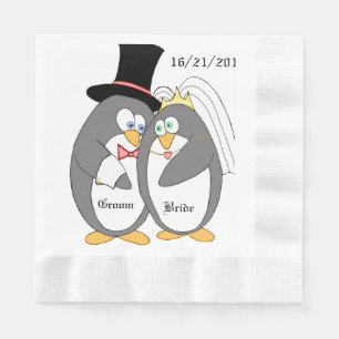 Serviettes En Papier Penguin Love Mariage personnalisé serviettes
