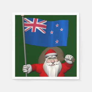 Serviettes En Papier Père Noël Avec L'Ensigne De Nouvelle-Zélande