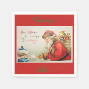 Serviettes En Papier Père Noël et garçon Noël de la nostalgie vintage
