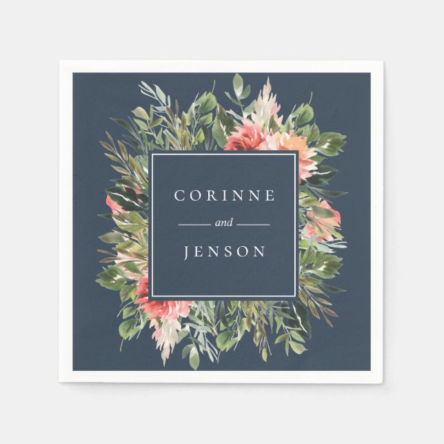 Serviettes en papier personnalisées à motif floral (Devant)