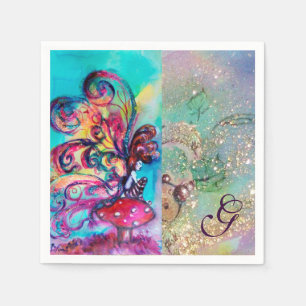 SERVIETTES EN PAPIER PETITE ELF DE MONOGRAMME DES MUSHROOMS