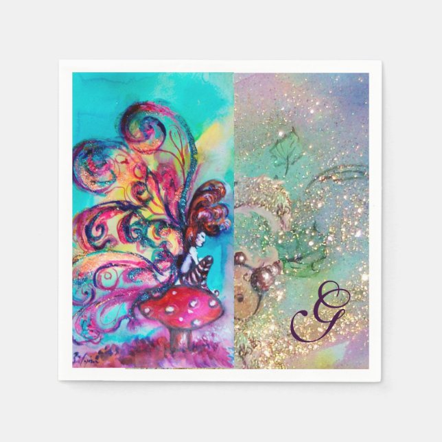 SERVIETTES EN PAPIER PETITE ELF DE MONOGRAMME DES MUSHROOMS (Devant)