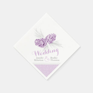 Serviettes En Papier Pine violette cône d'hiver serviettes de mariage