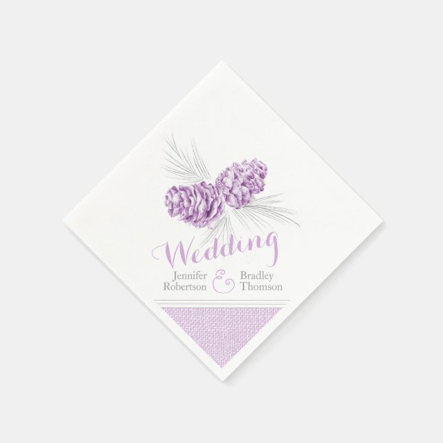 Serviettes En Papier Pine violette cône d'hiver serviettes de mariage (Coin)