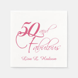 Serviettes En Papier Pink Script 50th et Fabulous! Anniversaire