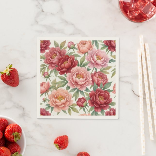 Serviettes en papier pivoine – Décoration de table (En situation)