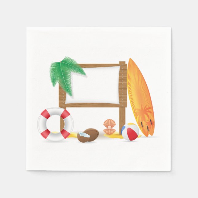 Serviettes En Papier Plage Icons Papier serviettes (Devant)