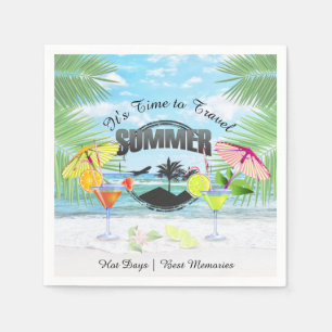 Serviettes En Papier Plage tropicale, vacances d'été   Personnalisé