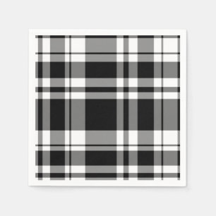 Serviettes En Papier Plaid noir et blanc