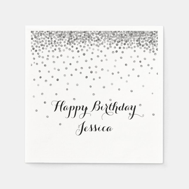Serviettes En Papier Points Confetti Argent (Devant)