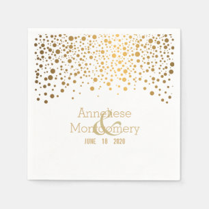 Serviettes En Papier Points Confetti Or Stylish sur Blanc