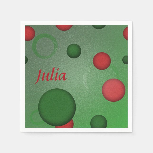 Serviettes En Papier Points Motifs géométriques Cercles sur Vert n'impo (Devant)