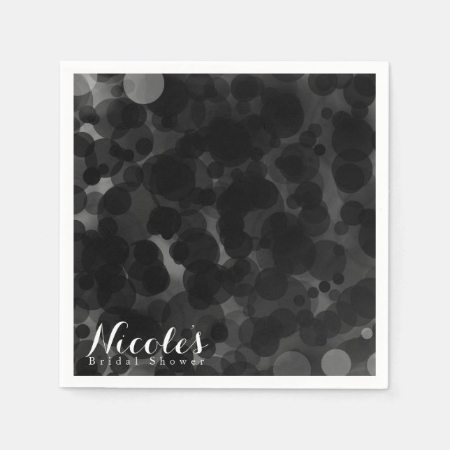Serviettes En Papier Points Noir & Blanc Moderne Chic Party Personnalis (Devant)