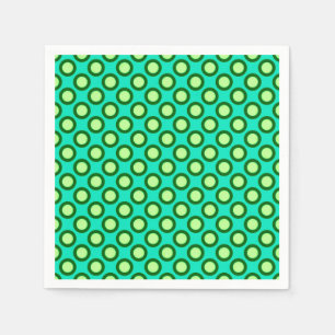 Serviettes En Papier Points tournés rétros, paon et vert clair