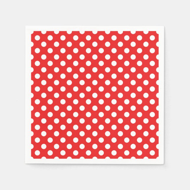 Serviettes En Papier Pois rouge et blanc fête d'anniversaire (Devant)