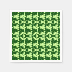 Serviettes En Papier Poisson moderne du milieu du siècle, chaux et vert