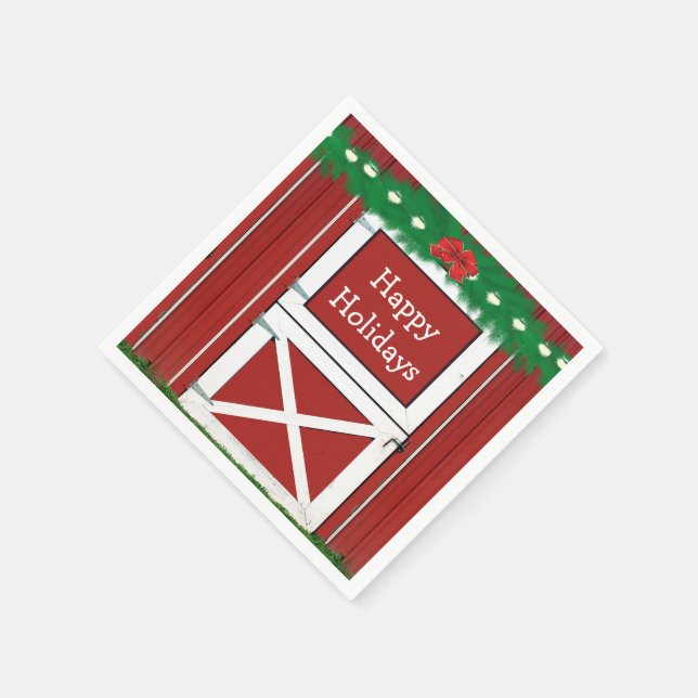Serviettes En Papier Porte rouge Porte de Noël Personnalisée Serviettes (Coin)