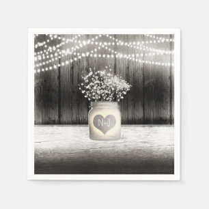 Serviettes En Papier Pot de fleurs en forme de coeur et baby's breath M
