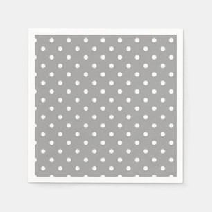 Serviettes En Papier Poteau de polka gris et blanc