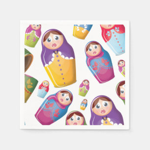Serviettes En Papier Poupées Matriochka, Poupées Russes à emboîter.