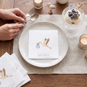 Serviettes en papier pour Baby Shower Cigogne Paqu