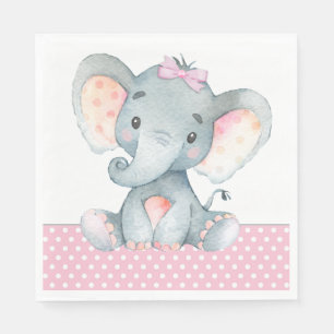 Serviettes en papier pour baby shower éléphant fil