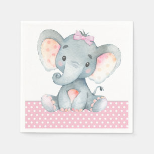 Serviettes en papier pour baby shower éléphant fil