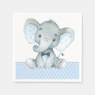 Serviettes en papier pour baby shower éléphant gar