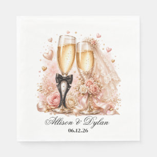 Serviettes en papier pour champagne de mariage