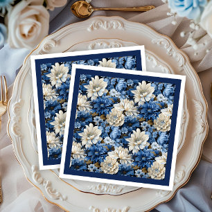 Serviettes en papier pour fête à motif floral blan